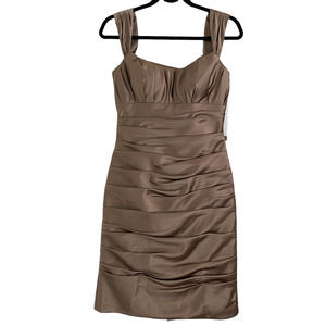 Bill Levkoff Ruched Brown Mini Cocktail Dress NWT Sz 6